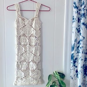 Free People Intimately Bodycon Medallion Slip Stretchy Dress White/Cream Sz S